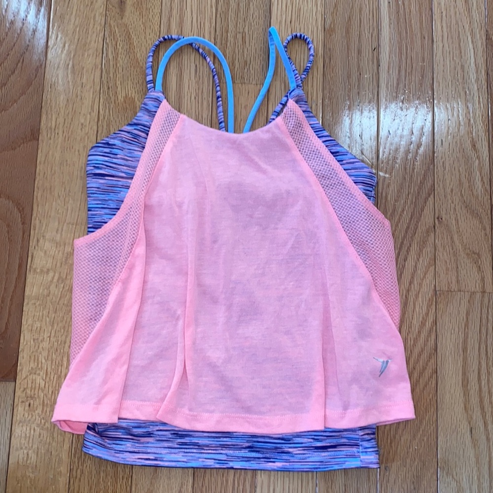 Old Navy Active Go Dry Girl Top Tank Workout Shirt Size Small 6 7 Peach Blue